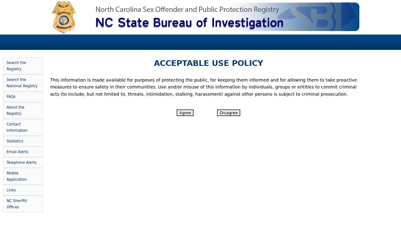 New Hanover County registry address and offender search controls